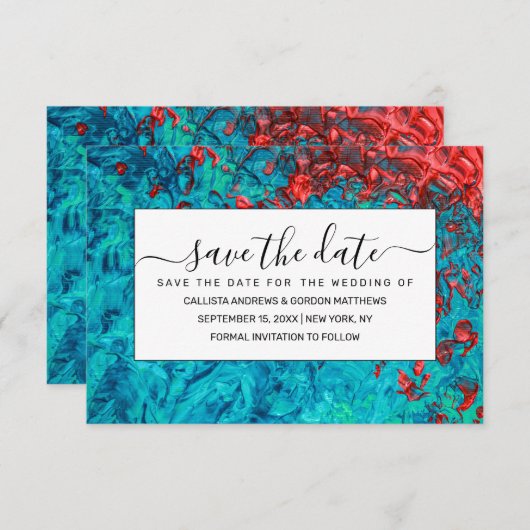 ネオンアートオレンジティール(緑がかった色)グリーンアクリル絵画ズ セーブザデート (正面/裏面)