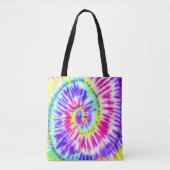 ネオンアートレインボー絞り染め水彩模様 トートバッグ (正面)