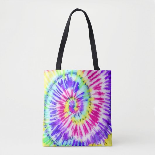 ネオンアートレインボー絞り染め水彩模様 トートバッグ (正面)