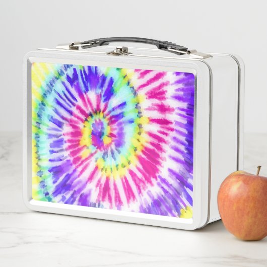 ネオンアートレインボー絞り染め水彩模様 メタルランチボックス (インサイチュ)