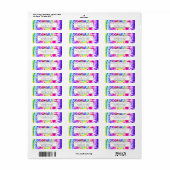 ネオンアートレインボー絞り染め水彩模様 ラベル (フルシート)