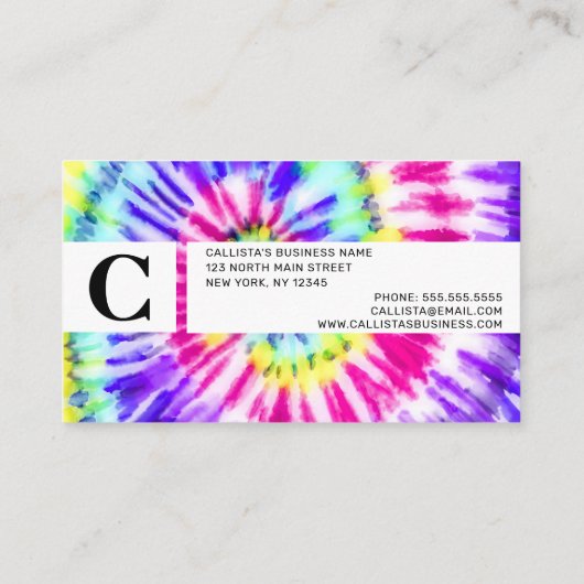 ネオンアートレインボー絞り染め水彩模様 紹介カード (裏面)