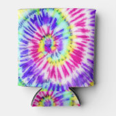 ネオンアートレインボー絞り染め水彩模様 缶クーラー (正面)