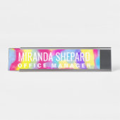 ネオンアートレカラフルインボー水彩 デスクネームプレート (正面)