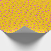 ネオンイエローとピンクチータープリントラッピング紙 ラッピングペーパー (角)
