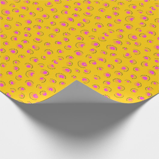 ネオンイエローとピンクチータープリントラッピング紙 ラッピングペーパー (角)