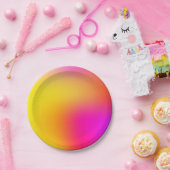 ネオンイエローとピンク ペーパープレート (パーティー)