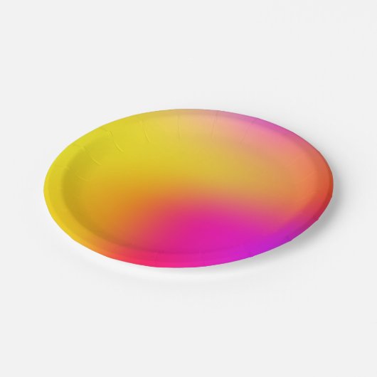 ネオンイエローとピンク ペーパープレート (アングル)