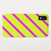ネオンイエローと鮮やかなピンクのストライプ Case-Mate iPhoneケース (裏面(横))