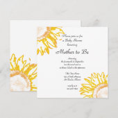 ネオンイエローのひまわりベイビーシャワー 招待状 (正面/裏面)