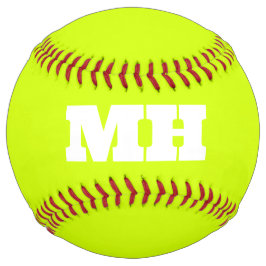 ネオンイエローエレガントイニシャルカラーモノグラムブライト ソフトボール