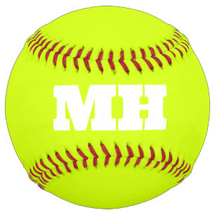 ネオンイエローエレガントイニシャルカラーモノグラムブライト ソフトボール