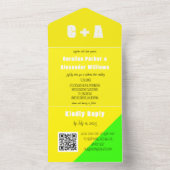 ネオンイエローグリーンモダンレトロはっきりしたエレガント オールインワン招待状 (内側)