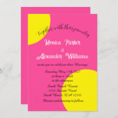 ネオンイエローグリーン太字ジオメトリーレトロウェディング 招待状 (正面/裏面)