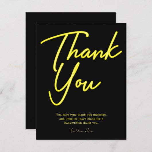 ネオンイエローグローサンキュー 招待状 (正面/裏面)