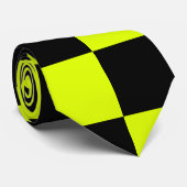 ネオンイエローブラックチェッ市松模様にカーボードヴィンテージ ネクタイ (ロール)