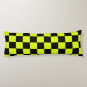 ネオンイエローブラックチェッ市松模様にカーボードヴィンテージ ボディピロー (裏面)