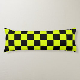ネオンイエローブラックチェッ市松模様にカーボードヴィンテージ ボディピロー