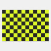 ネオンイエローブラックチェッ市松模様にカーボードヴィンテージ ラッピングペーパーシート (正面3)