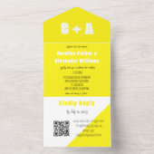 ネオンイエローレトロモダンはっきりしたエレガント オールインワン招待状 (内側)