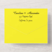 ネオンイエローレトロモダンはっきりしたエレガント オールインワン招待状 (裏面)