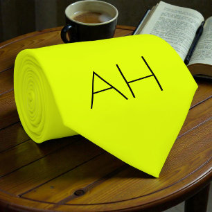 ネオンイエローレトロモノグラム蛍光明るい ネクタイ