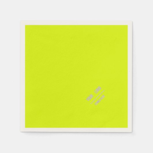 ネオンイエロー無地のカラー – ロゴの追加 スタンダードカクテルナプキン (正面)