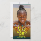 ネオンイエロー2025ブラシ仕上げミックスタイポグラフィ新年 シーズンカード (正面)