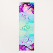 ネオンインクターコイズマゼンタパステル蝶 ヨガマット (正面)