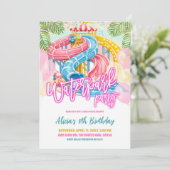 ネオンウォーターパークガール誕生日パーティーの招待状 招待状 (スタンド正面)