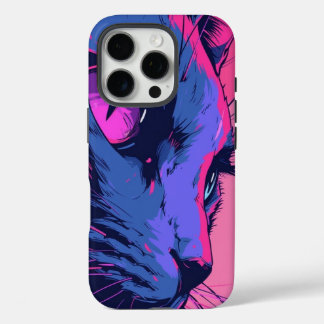ネオンウルフ抽象芸術iPhoneケース - 大胆なサイバーパンク iPhone 16 Proケース