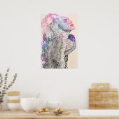 ネオンウーマンアンドチャイルドプリント ポスター (キッチン)