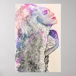 ネオンウーマンアンドチャイルドプリント ポスター