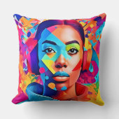 ネオンウーマンドリームデジタルアート クッション (正面)