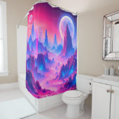ネオンエイリアンプラネットシャワーカーテン | サイファイコズミックB シャワーカーテン (インサイチュ)