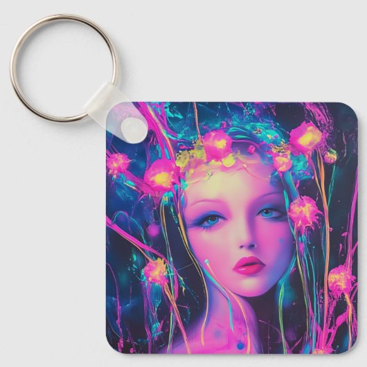 ネオンエイリアン女神 キーホルダー (正面)