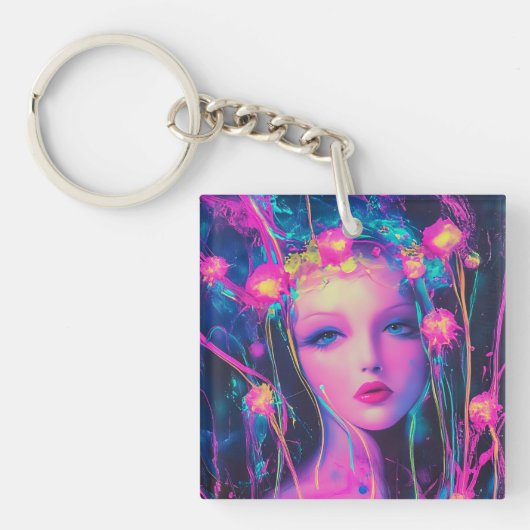 ネオンエイリアン女神 キーホルダー (正面)