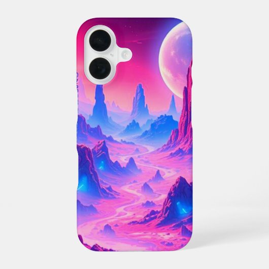 ネオンエイリアン惑星iPhone 16ケース | Sci-Fi宇宙P iPhone 16ケース (裏面)