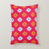ネオンエスニックサンゴ幾何学模様 アクセントクッション (正面(垂直))