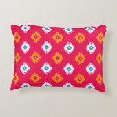 ネオンエスニックサンゴ幾何学模様 アクセントクッション (裏面)