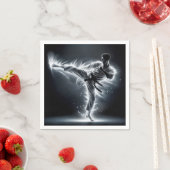 ネオンエナジーライトトレイルを持つ空手マン スタンダードカクテルナプキン (インサイチュ)