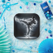 ネオンエナジーライトトレイルを持つ空手マン ペーパープレート (パーティー)