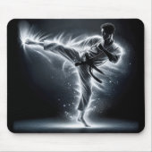ネオンエナジーライトトレイルを持つ空手マン マウスパッド (正面)