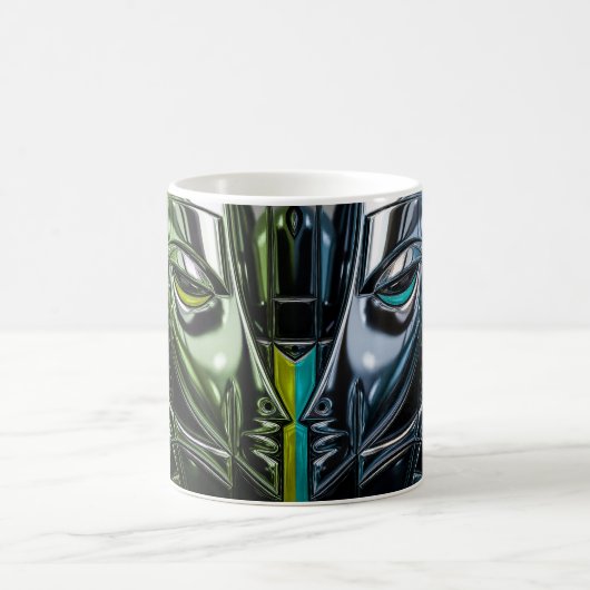 ネオンエメラルドの顔面 コーヒーマグカップ (中央)
