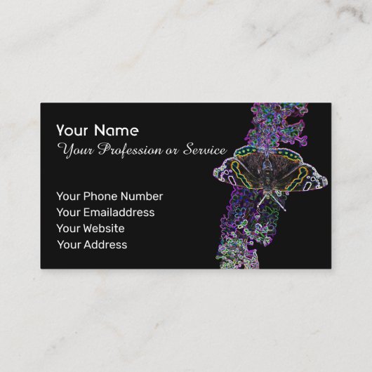 ネオンエレガントアポップ・アートのル蝶の花 名刺 (裏面)