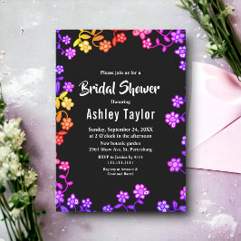 ネオンエレガントカラーバラフローラブライダルシャワー 招待状