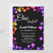 ネオンエレガントカラーバラフローラ1st誕生日 招待状 (正面)