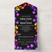 ネオンエレガントカラーバラモダンフローラ結婚の オールインワン招待状 (内側)