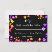 ネオンエレガントカラーバラモダンフローラ結婚の 出欠カード (正面)