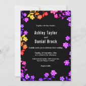 ネオンエレガントカラーバラモダンフローラ結婚の 招待状 (正面)